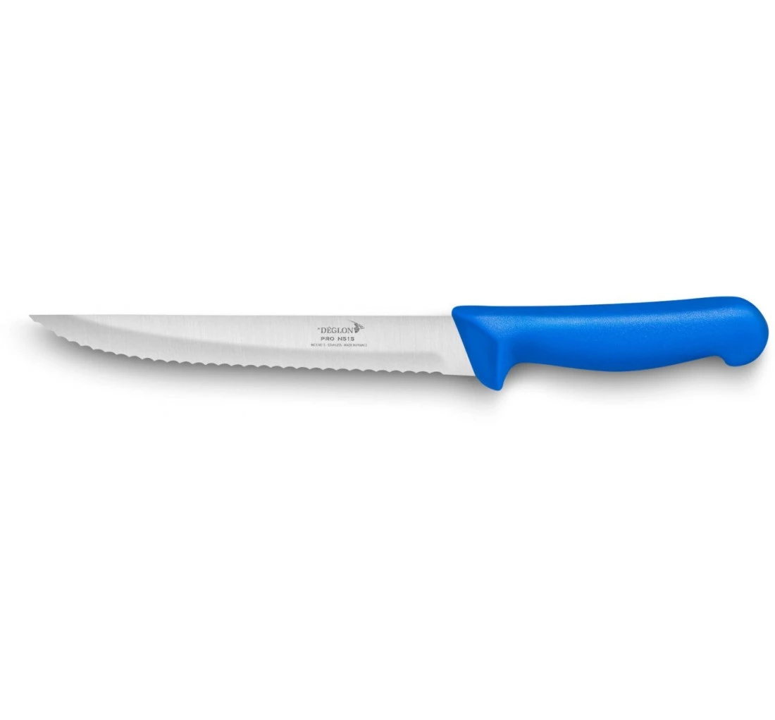 COUTEAU FILET RIGIDE CRANTE 21 CM BLEU